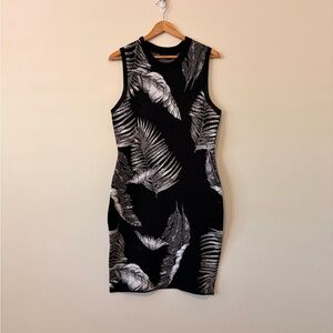 Alexander Wang Black Hawaiian Jacquard Sleeveless Bodycon Dress Medium